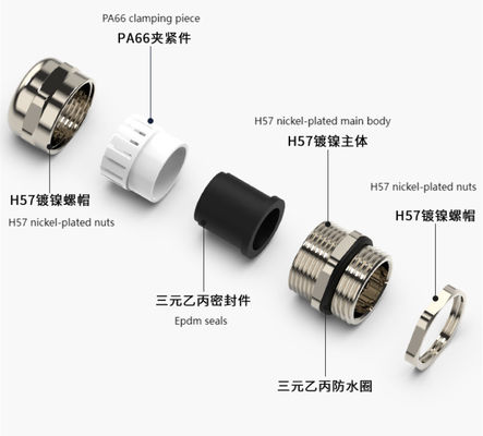 Conector impermeable IP68 de cable de latón niquelado